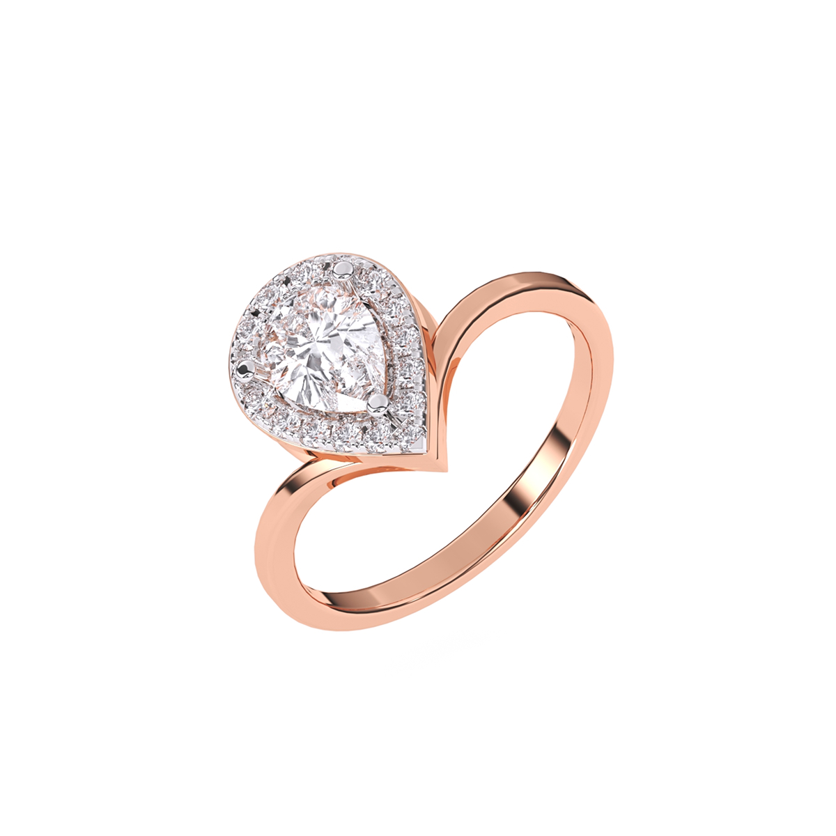 Pear Halo Solitaire Diamond Ring